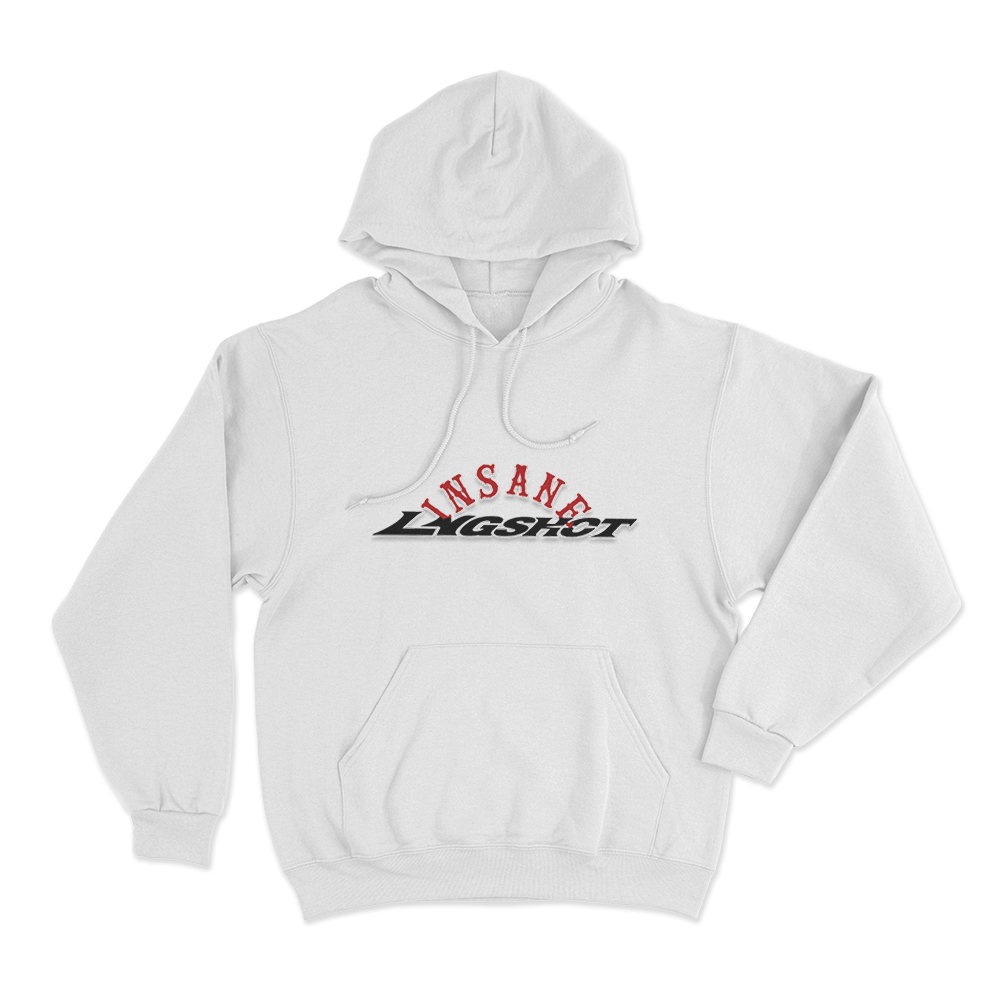 Lngshot x Insane Garage Unisex Hoodie White Lngshot x Insane Garage Unisex Hoodie White